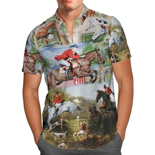 Horserace 3D Beach Hawaiian 2021 Summer Mens Shirt Short Sleeve Shirt Streetwear Oversized 5XL Camisa Social Chemise Homme-146