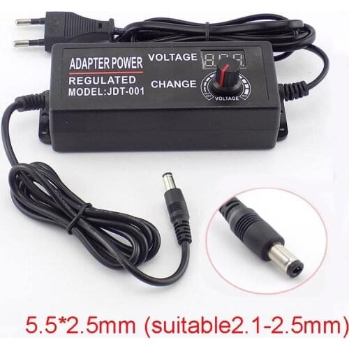 Adjustable Power Adapter AC 100-220V to DC 3-12V5A CCTV Camera Power Supply for Led Strip Light Display Screen Charger 5.5*2.5mm