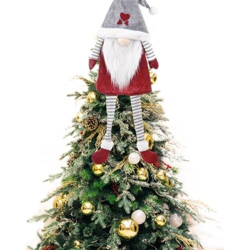 Christmas Tree Topper Cute Swedish Tomte Gnome Plush Ornaments Hanging Decoration for Holiday