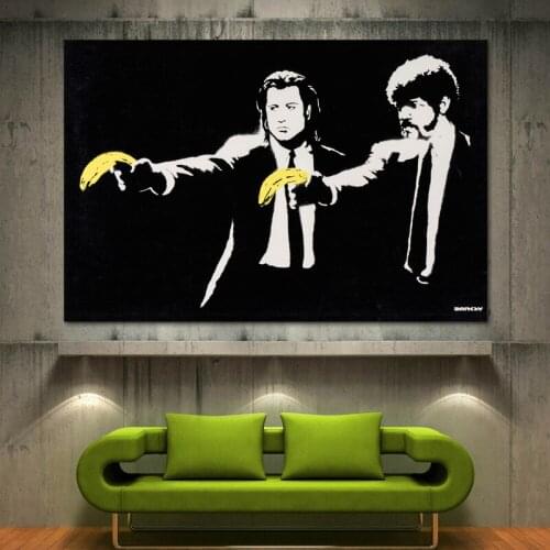 Silk Painting Wall Art Classic Pulp Fiction Black and white Funny Artwork Canvas Posters and Prints Modern Home Decorations