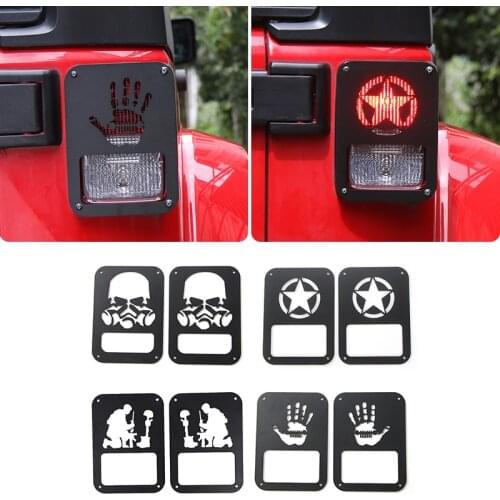 SHINEKA Iron Tail Lamp Cover Trim Frame Rear Light Protecting Guards Sticker Fit for Jeep Wrangler JK 2007-2017 Car Styling