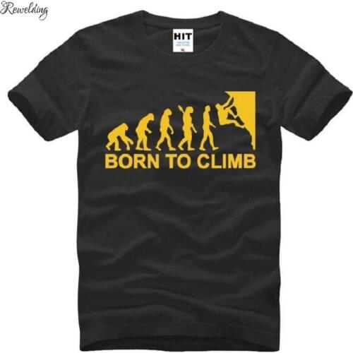 Born To Climb Evolut Printed T Shirts Men Short Sleeve O-Neck Cotton Mens T-Shirt Summer Style Novelty Fitness Tee Shirt Homme
