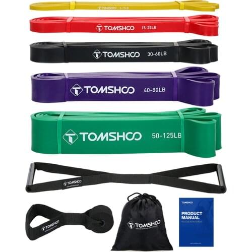 TOMSHOO Resistance Bands Fitness Yoga Home Gym Exercise Resistance Bands Latex Gym Strength Training Loops Bands Gym Workout