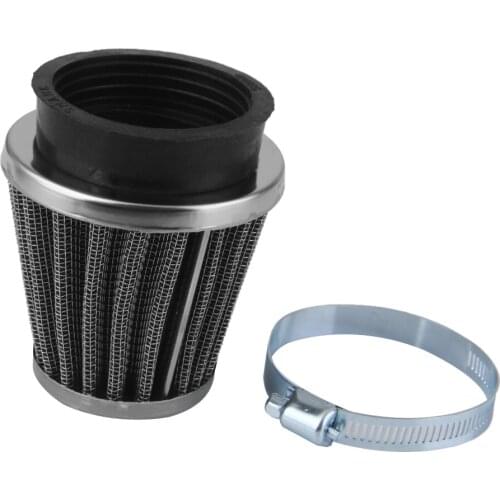Universal Motorcycle Air Filter 50mm Car Black Silver Cone Mesh Air Intake Filter Cleaner Short Ram Clamp Ring
