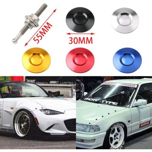 1pc Universal 32mm/1.25" Push Button Billet Hood Pins Lock Clip Kit Engine Bonnets Lock Aluminum Car Quick Latch
