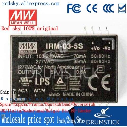 Transmit MEAN WELL IRM-03-5S/15S/24S 3W SMD AC-DC module power supply