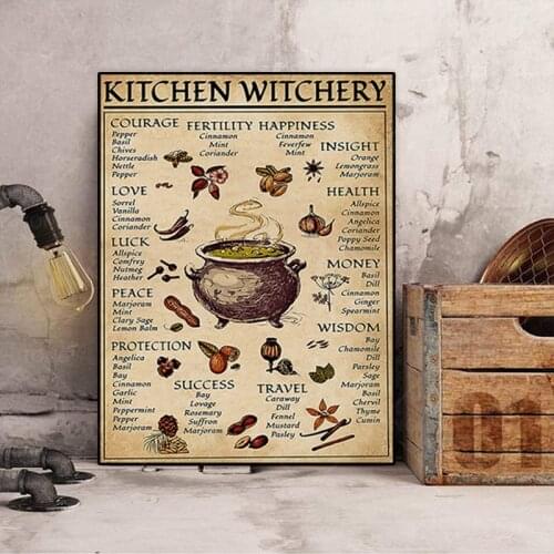 Kitchen Witchery Funny Posters and Prints Decoration Wall Pictures Witches Magic Knowledge Art canvas Painting Gifts Home Decor