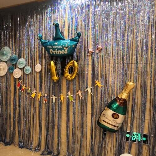 1M Party Backdrop Decoration Birthday Wedding Glossy Glitter Curtains Tinsel Fringe Curtain Tassels Ceremony Anniversary Decor