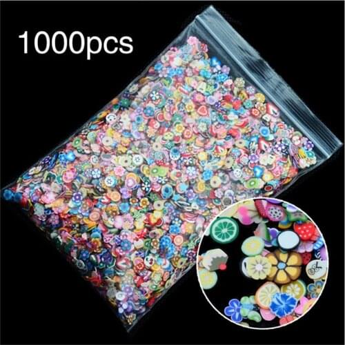 1 Pack Girls Toy 3D Fruit Flowers Feather Design Tiny Slices Polymer Clay DIY Make Up Beauty Nail Art Sticker Decorations