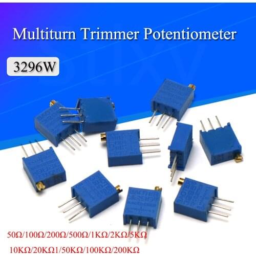 10PCS 3296W 50 100 200 500ohm 1K 2K 5K 10K 20K 50K 100K 200K 500K 1M 2M ohm 103 100R 200R 500R Trimpot Trimmer Potentiometer