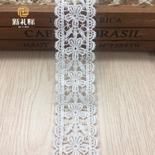 15Yards 3.5cm Water Soluble Sewing Lace Trim For Bridal Dress Embroidered White Lace Ribbon Appliques Black Lace Fabric