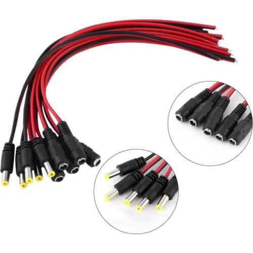 5.5x2.1mm Male + Female 12V DC Power Socket Jack Plug Connector Cable Wire Plug CCTV Camera LED Lights Connector