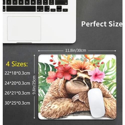 Watercolor Sloth Pattern Watercolor Flower Tropical Drawing , Hello Summer Mouse Pad DIY Print