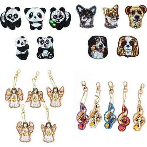 5pcs Diy Diamond Keychain Painting Best Birthday Gift Diy Special Full Drill Woman Girl Jewelry Keyring