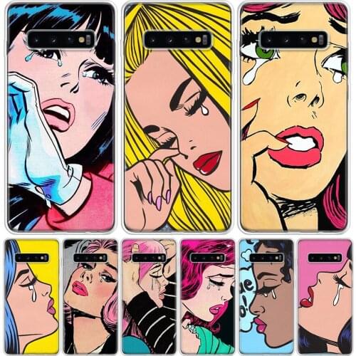 Crying Comic Girl Art Phone Case For Samsung Galaxy S10 S20 Ultra Lite Note 10 9 8 S9 S8 J4 J6 J8 Plus + Pro S7 Coque Capa