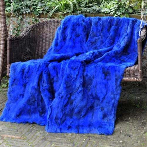 CX-D-11F 150x200cm Bedding Patchwork Real Rabbit Fur Blanket Throw Rug