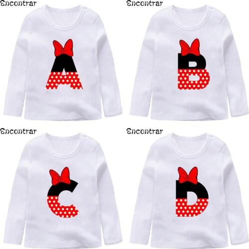 Baby Girls Cute Mouse A-Z Letters Alphabet T shirt Cartoon Funny Kids Clothes Boys Tops Children Long Sleeve T-shirts,LKP2465