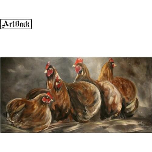 ARTBACK 5d diy diamond painting chicken animal full drill mosaic 3d diamond embroidery living room decoration