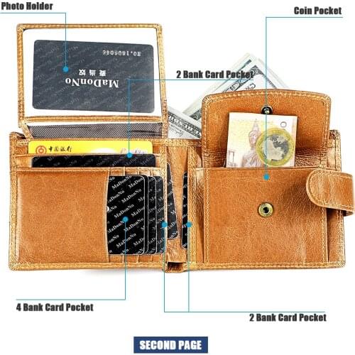Male Wallet RFID Blocking 100% Genuine Leather Wallet Mens Business Credit Card Holder Men Coin Purse High Quality