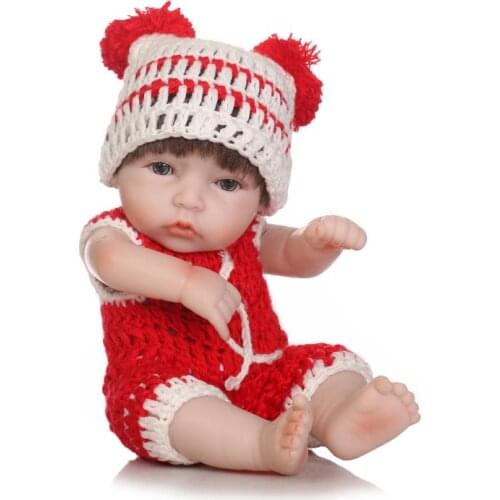 11inch 28cm Reborn Baby Doll Soft Silicone Lifelike Toy Gift for Children Christmas Presents Red Sweater Baby