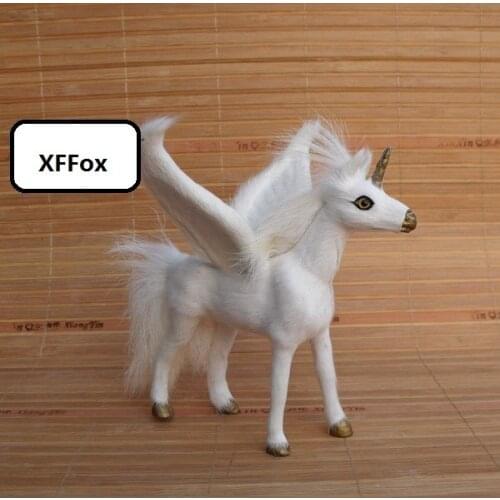 Cute real life white wings horse model plastic&furs simulation unicorn doll gift about 14x12x15cm xf1830