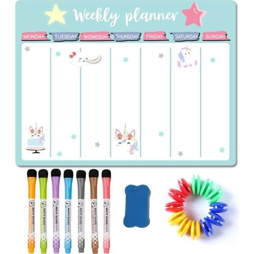Magnetic Weekly Monthly Planner Calendar Magnetic Dry Erase Whiteboard Erasable Markers Message Drawing Fridge Magnet Sticker A3