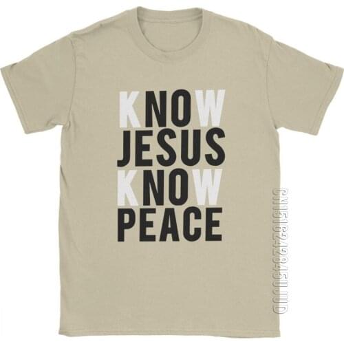 Mans Know Jesus Know Peace Christian T-Shirts Novelty Crewneck High-Grade Fabrics Clothes Pure Cotton Tee Shirt Black T Shirt