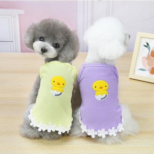 Soft Cotton Pet Dog Spring Summer Yellow Chicken Sling Dress Clothes From S to XXL Cheap Puppy Dogs Vest Clothing