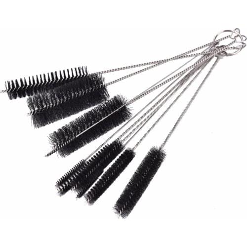 10Pcs Stainless Steel Pipe Tube Cylinder Bores Cleaning Brush Set With Keyring Tube Bottle Cleaning Brushes for Housework Tools