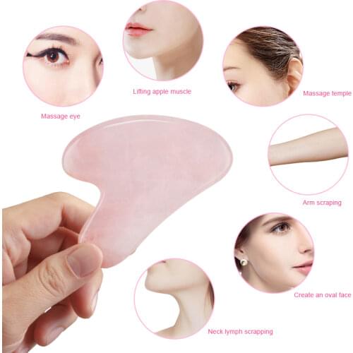 Natural Rose Jade Roller Face Lift Gua Sha Board Crystal Stone Jade Massager Body Facial Eye Scraping Acupuncture Face Massager