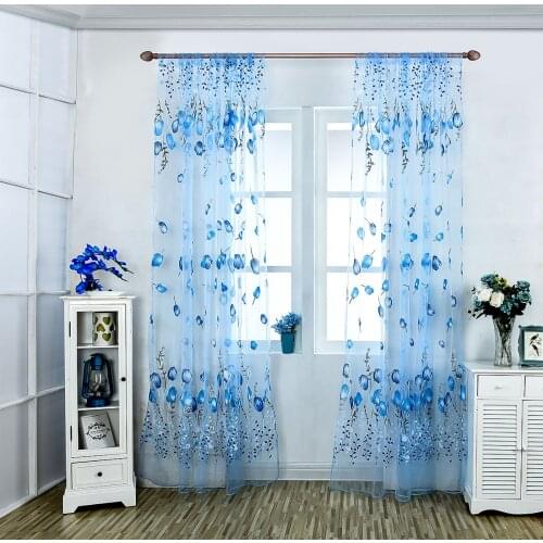 Window Drapes Floral Print Window Curtains Perfect For Kitchen Dining Room 100x200cm
