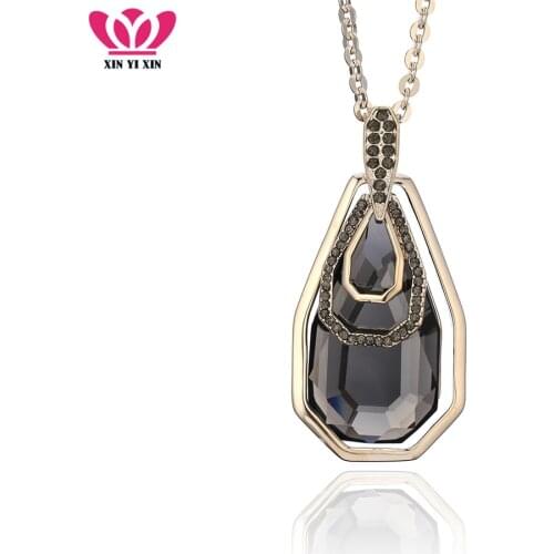 Big Water Drop Crystal Necklaces & Pendant For Women Long Chain Necklace for Women Elegant Wedding Party Jewelry Best Gift 2019