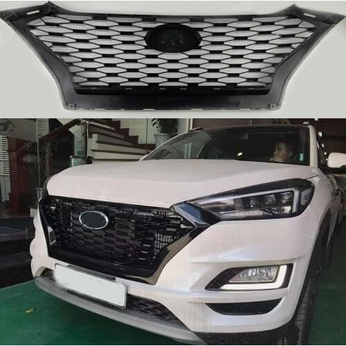Fit for Hyundai Tucson 2019 2020 FRONT RACING GRILLE FUSION GRILL MASK COVER GRILLS FIT FOR FUSION MONDEO BLACK SILVER car