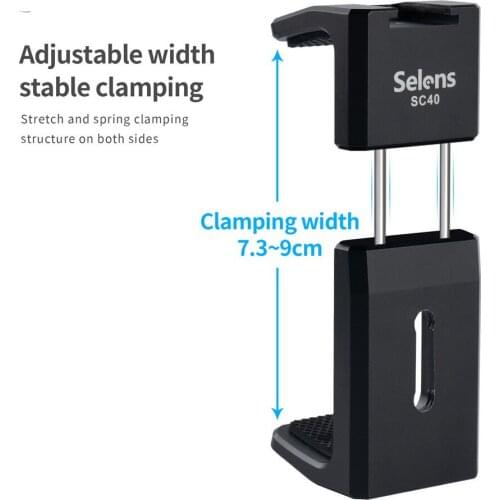 DSLR Camera Cage Bracket Clamp Holder Portable Aluminum Alloy Clamp Power Bank Mobile Phone Extendable 7.3-9cm Clip w/ 1/4 Screw