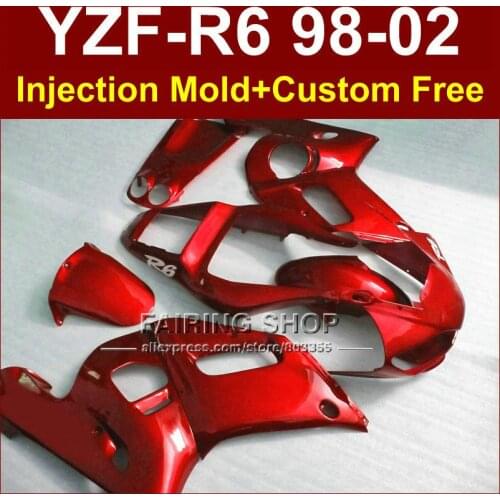 S6UH Perfect custom fairing for YAMAHA YZF R6 98-02 YZF R6 fairing kit 1998 1999 2000 2001 2002 red fairing parts OFE8