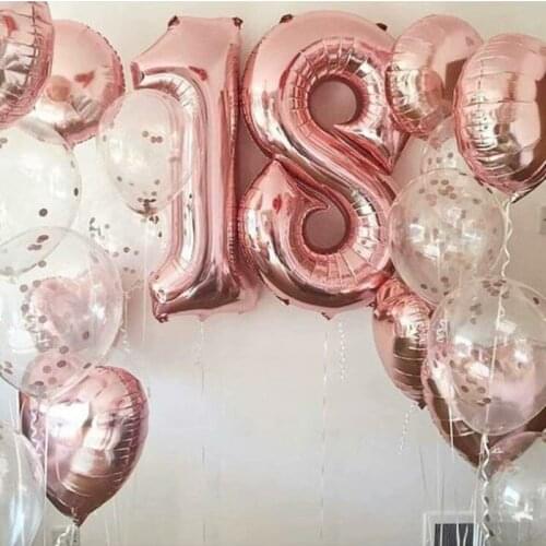 2pcs 32 40inch Happy 18 Birthday Foil Balloons Rose gold/pink/blue number 18th Years Old Party Decorations Man Boy Girl Supplies