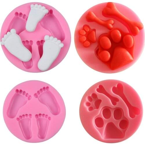 Silicone 3D Foot Shape Mold Chocolate Jelly Mold Fondant Cake Baking Moulds Clay Pottery Soap Molds Cake Decorating Tools Gift
