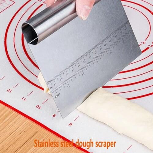 Stainless Steel Dough Scraper Pizza Dough Cutter With Scale Scraper KitchenBaking Tool Dough Scraper