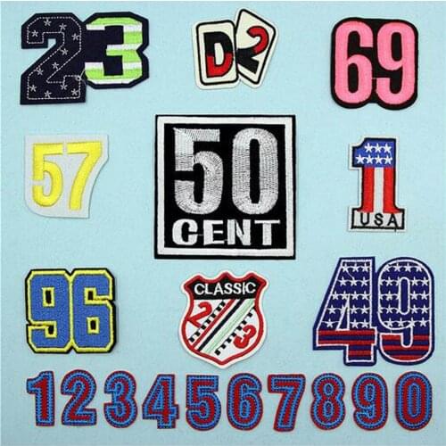 Fabric Embroidered Figure Number Patch Cap Clothes Stickers Bag Sew Iron On Applique DIY Apparel Sewing Clothing Accessories B57