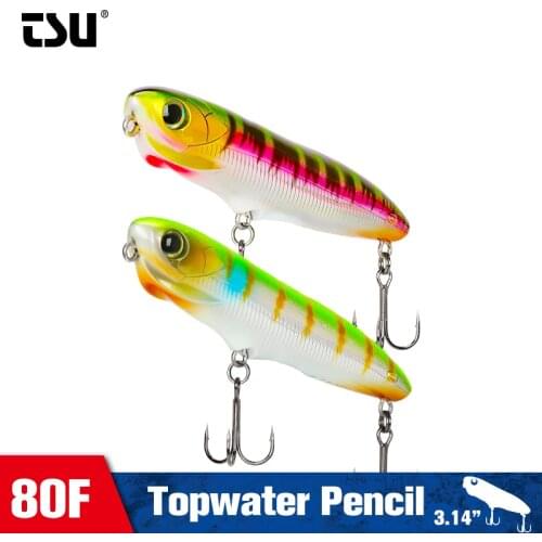 TSURINOYA 80F Z-shaped Topwater Floating Pencil 80mm 7.5g DW90 Long Casting Crank Bait Fishing Lure Bass Pike Jerkbait Hard Bait