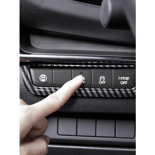 Car Dashboard Inner Button Cover Car Accessories Frame Carbon protection Fiber Decorative for Mazda 3 Axela BP 2020 2021