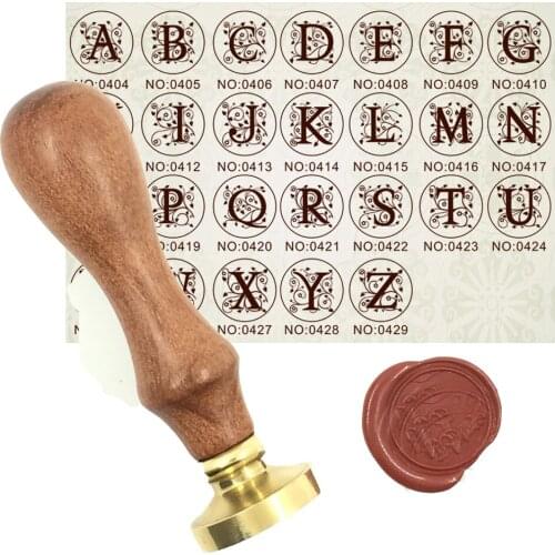 Wax Stamp Copper head Wood Handle Curlicue 26 Letters DIY Scrapbooking Vintage Ancient Seal Retro Stamp gift seal High Quality94