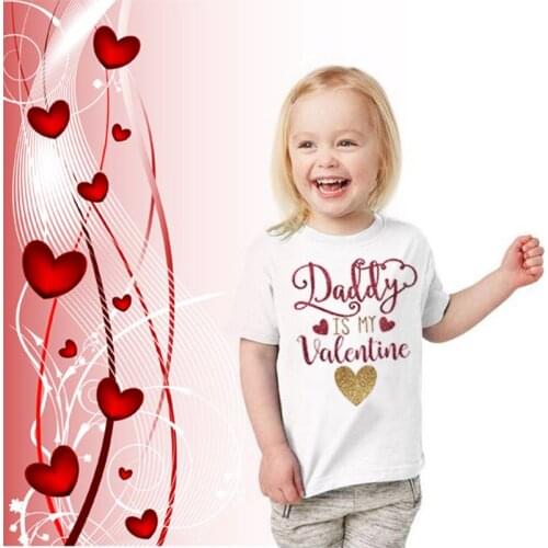Daddy Is My Valentine Funny Kids Girls Valentines Day Tshirt Toddler Girl Cute T-shirt Tops Daddys Mini Valentine Baby Tees