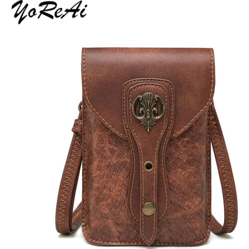 YoReAi Woman Messenger Punk Bag Mini Shoulder Bags Diagonal Multi-Function Mobile Phone Purse Locomotive Outdoor Earphone Pouch