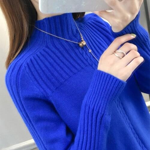 Women half-high collar Sweater Winter Warm Female Jumper Thick Christmas Sweaters Ribbed Knitted Pullover Sweaters Top FF1102