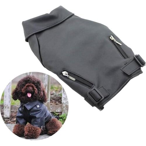 Dog PU Leather Winter Coat Warm Zip up Puppy Jacket Dog Coat Vest Windproof Warm Dog Clothes Coat Apparel for Dog with D-Ring