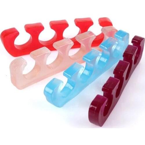1pair Reusable Silicone Toe / Finger Separator Feet Spacer Braces For Pedicure Manicure Nail Art Foot Care Tool
