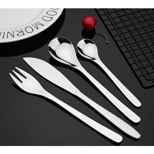 2/4/6 Set Silver Dinnerware Set 18/10 Stainless Steel Western Flatware Knife Fork Tea Spoon Cutlery Set Tableware Silverware Set