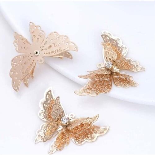 20pcs DIY charm gold copper three-dimensional hollow out butterfly set auger hang tire accessories