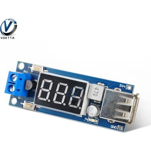 5PCS DC 4.5-40V To 5V 2A USB Charger LED Step-down Buck Converter Voltmeter Module Low Power Automatic Protection